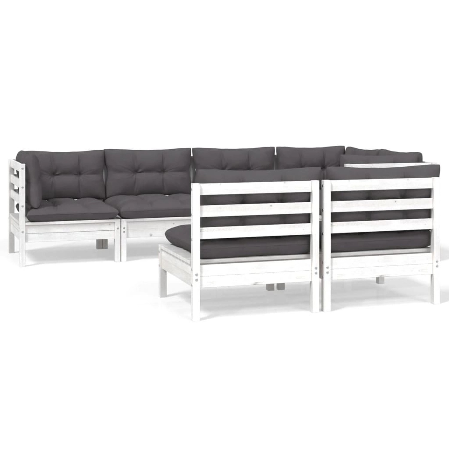 vidaXL 7-tlg Garten-Lounge-Set mit Kissen Weiß Kiefer Massivholz Modell 11 günstig online kaufen