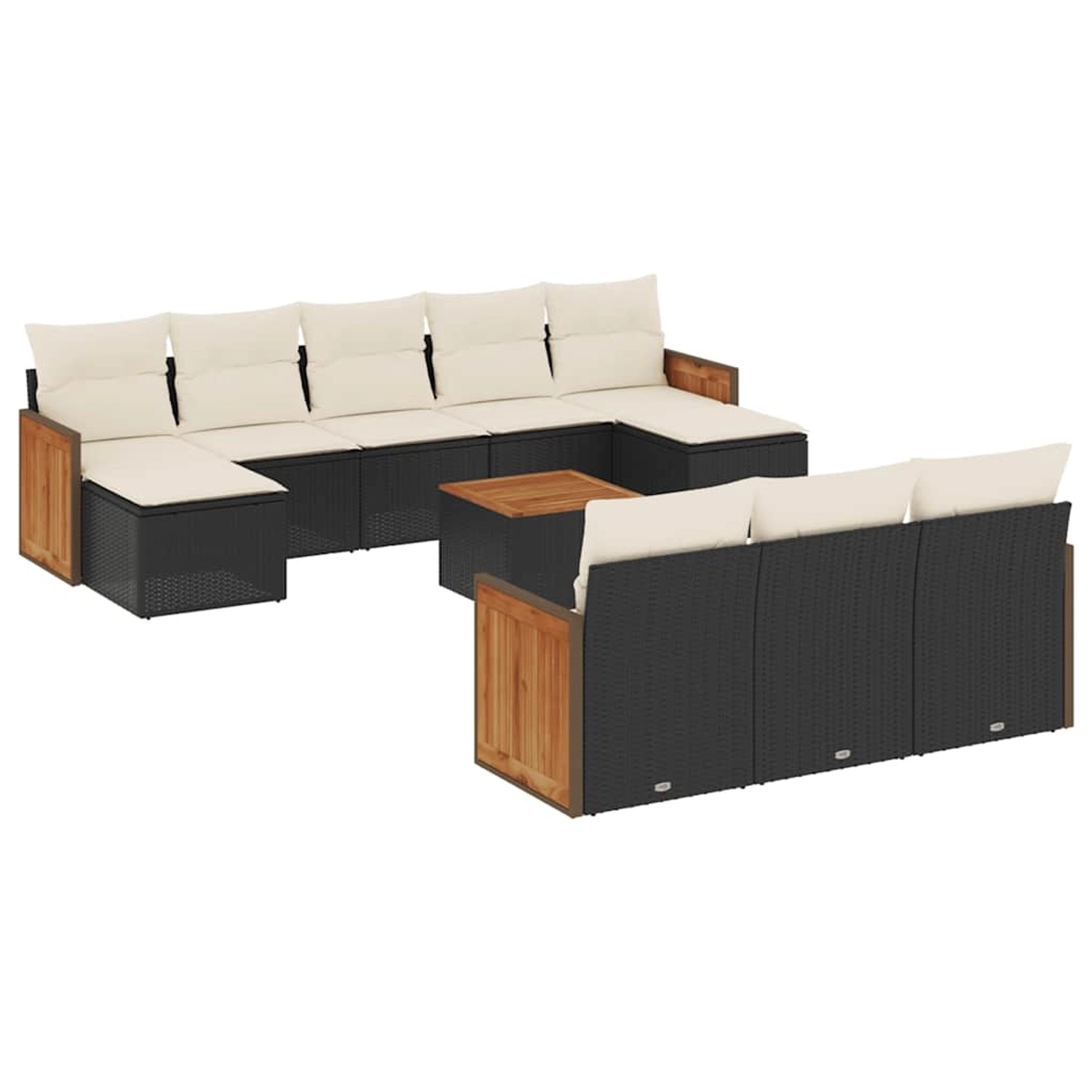 vidaXL 11-Tlg Garten-Sofagarnitur mit Kissen Schwarz Poly Rattan 3260502 günstig online kaufen