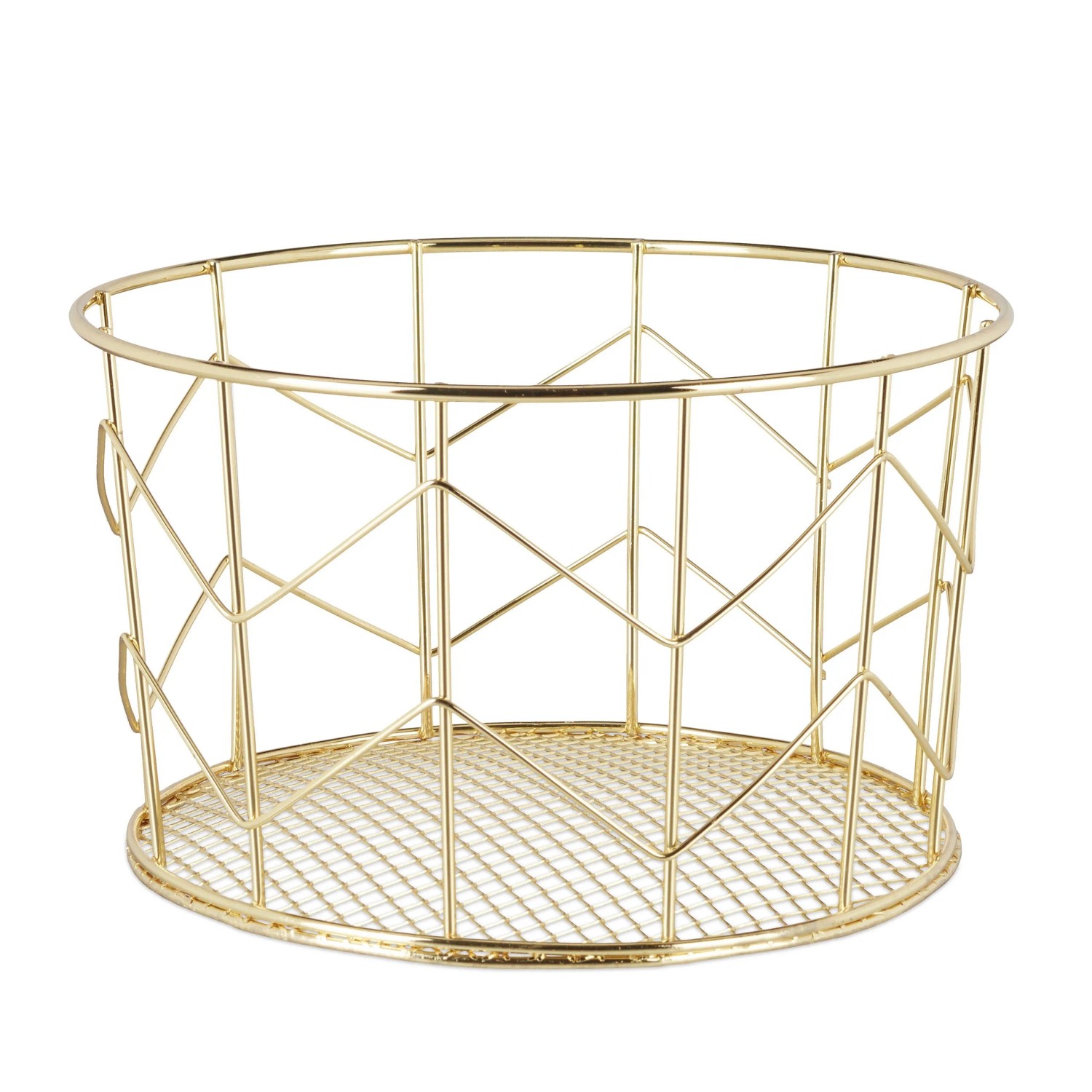 Relaxdays Drahtkorb Eisen Gold Vintage Rund 12,5 cm x 22 cm