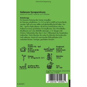 Samentüte Tomate 'Moneymaker': Gemüsesamen für sonnigen Standort, Ernte im Sommer.