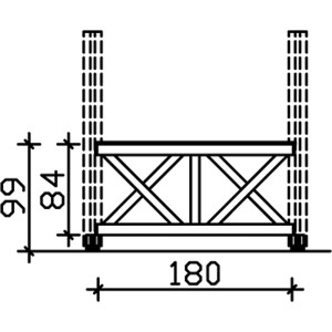 Technische Zeichnung: Skan Holz Brüstung Andreaskreuz, 180x84 cm, Fichte weiß, Zubehör für Lauben & Pavillons.