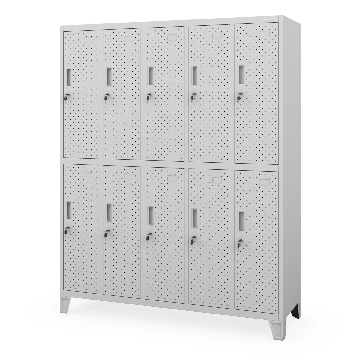 JAN NOWAK Arbeitsschutz-Kleiderschrank mit Fächern Perforiert 10 Fächer BARTEK PRO Grau 172×136×45cm