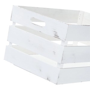 Weiße Zeller Aufbewahrungskiste im Vintage-Stil aus Holz, 39x29x21,5 cm.