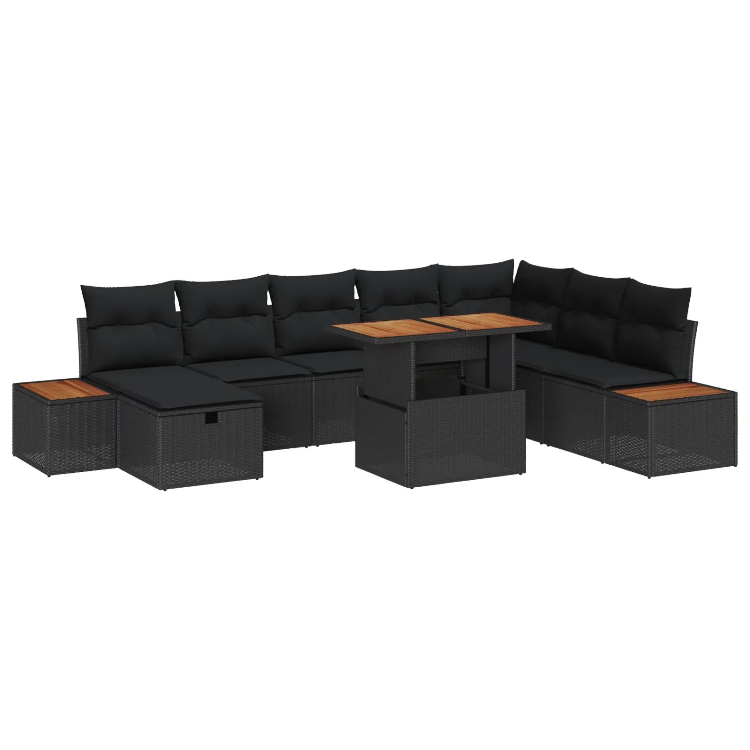 vidaXL Garten-Sofa-Set 9-Tlg Schwarz Poly Rattan 3361420