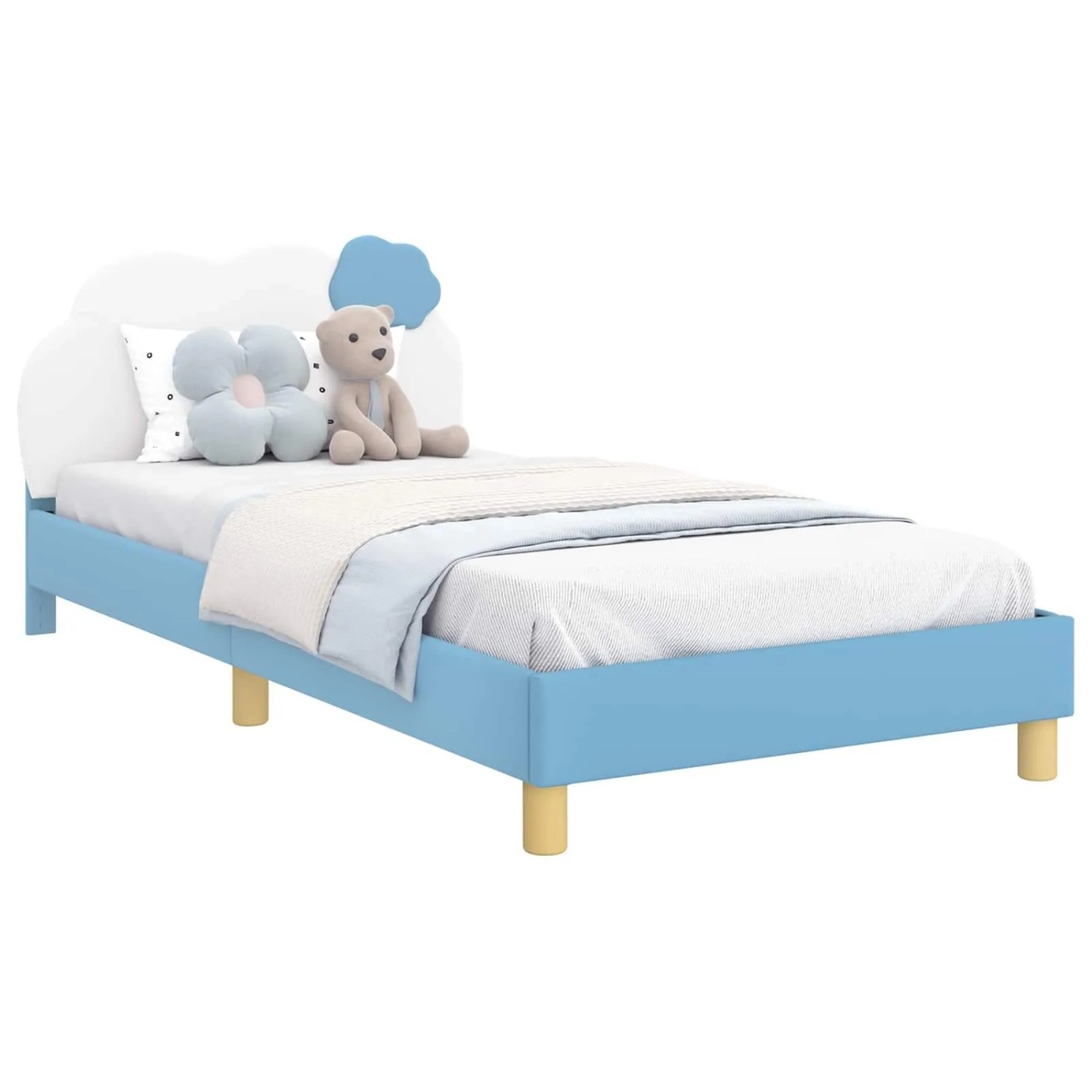 vidaXL Kinderbettgestell mit Kopfteil Blau 80 x 200 cm PU 42011019 günstig online kaufen