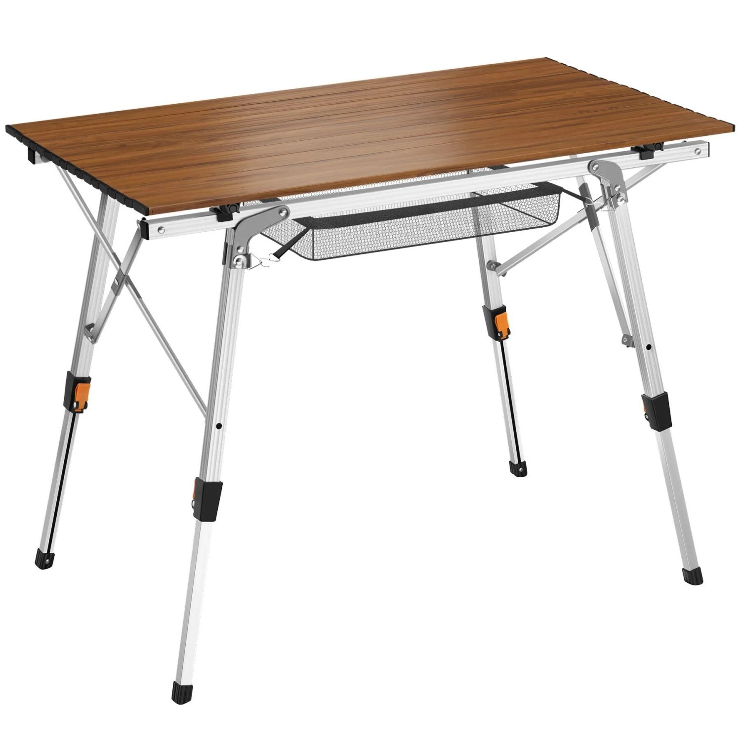Tectake Aluminium Campingtisch Tina Faltbar Wetterfest  90 x 52 x 70 cm Holzoptik