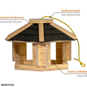 Dobar Vogelhaus Zwart XL Massivholz 40 cm x 34,5 cm x 23,5 cm FSC®