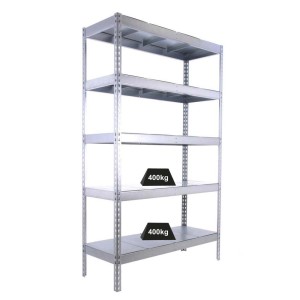 Verzinktes PROREGAL Schwerlastregal Big Metal Yeti mit 5 Böden, Fachlast 400kg, 200x120x45cm.