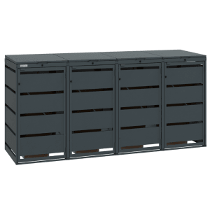 MBOX24 Classic Mülltonnenbox für 4 Mülltonnen (120L) aus Verzinktem Stahl  4er Metall Mülltonnenverkleidung in Anthrazit  Robust & Wetterfest