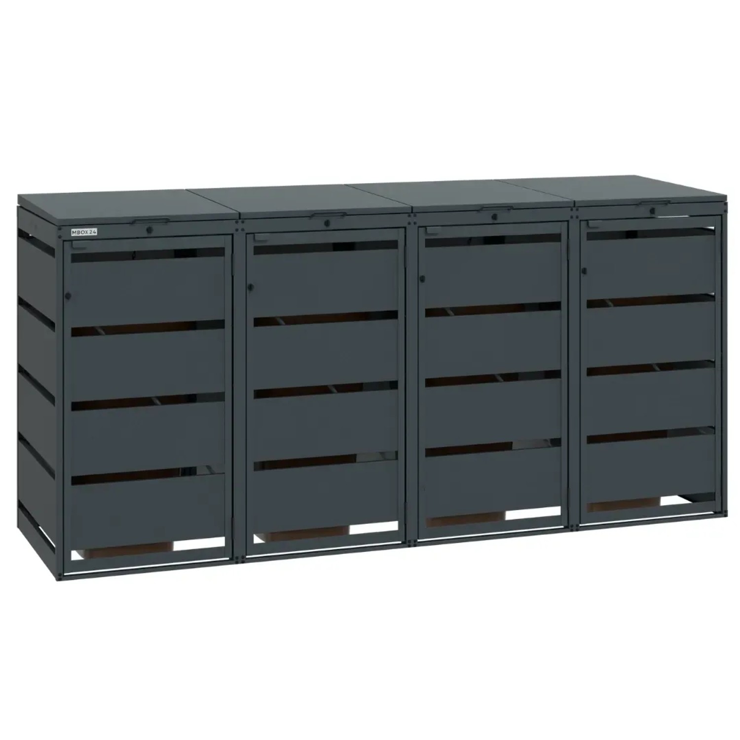MBOX24 Classic Mülltonnenbox für 4 Mülltonnen (120L) aus Verzinktem Stahl  4er Metall Mülltonnenverkleidung in Anthrazit  Robust & Wetterfest