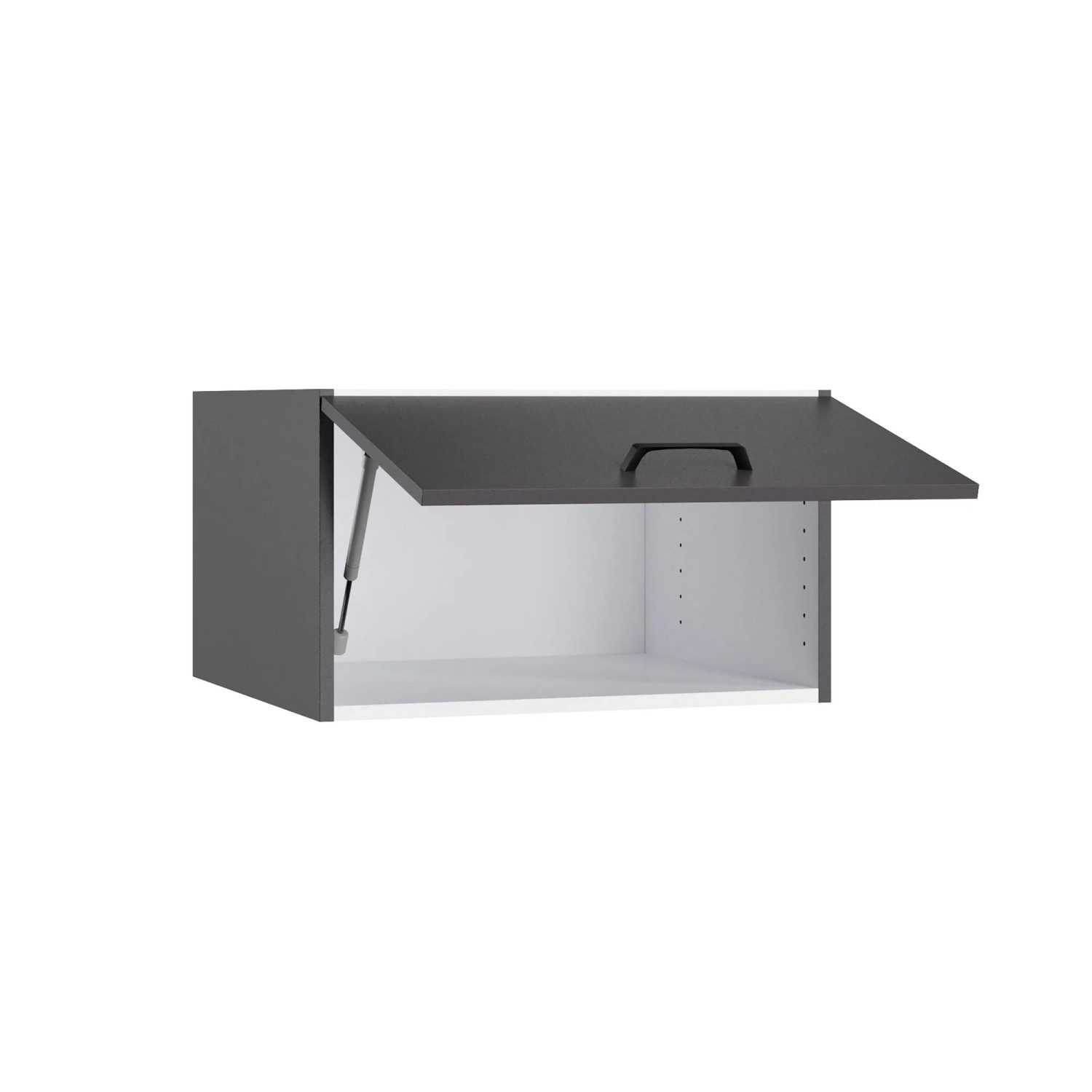 OPTIFIT Aufsatzschrank Kiel420, 60 cm, anthrazit matt, mit geöffneter Klappe. Hauswirtschaftsraummöbel.