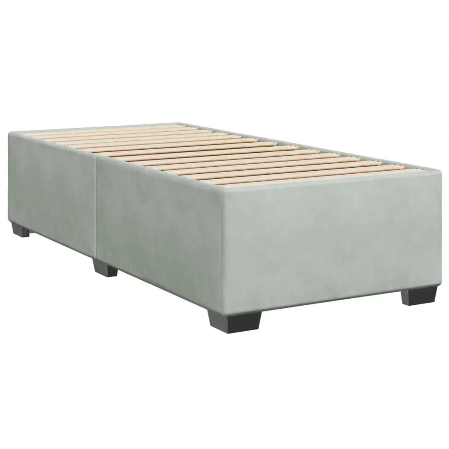 Hellgraues vidaXL Boxspringbett 90x190 cm mit Lattenrost. Bettrahmen aus Samt.