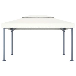 Cremefarbener vidaXL Pavillon, 400x300 cm, mit Aluminiumrahmen und doppeltem Dach für Sonnenschutz.