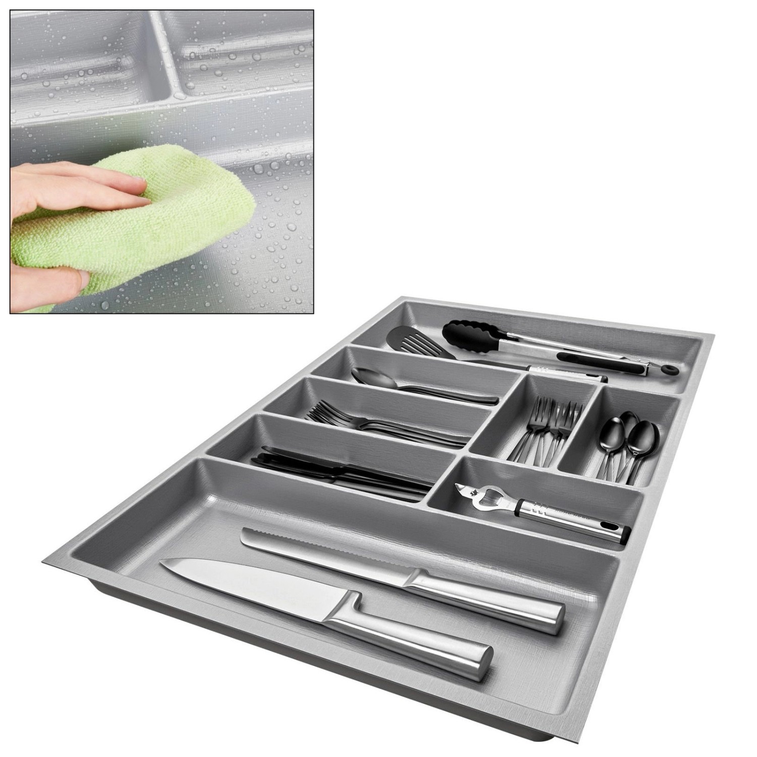 SOTECH ORGA-BOX-3 Besteckeinsätze Tiefe 473 mm Höhe 50,5 mm Silbergrau Schubladeneinsätze Breite 691 mm_2