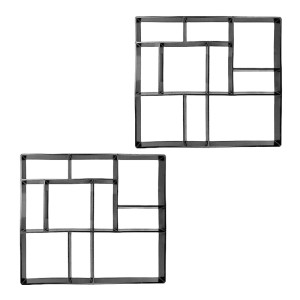 Relaxdays Pflasterform 2er Set Kunststoff Schwarz Wiederverwendbar 4 cm x 45 cm x 40 cm