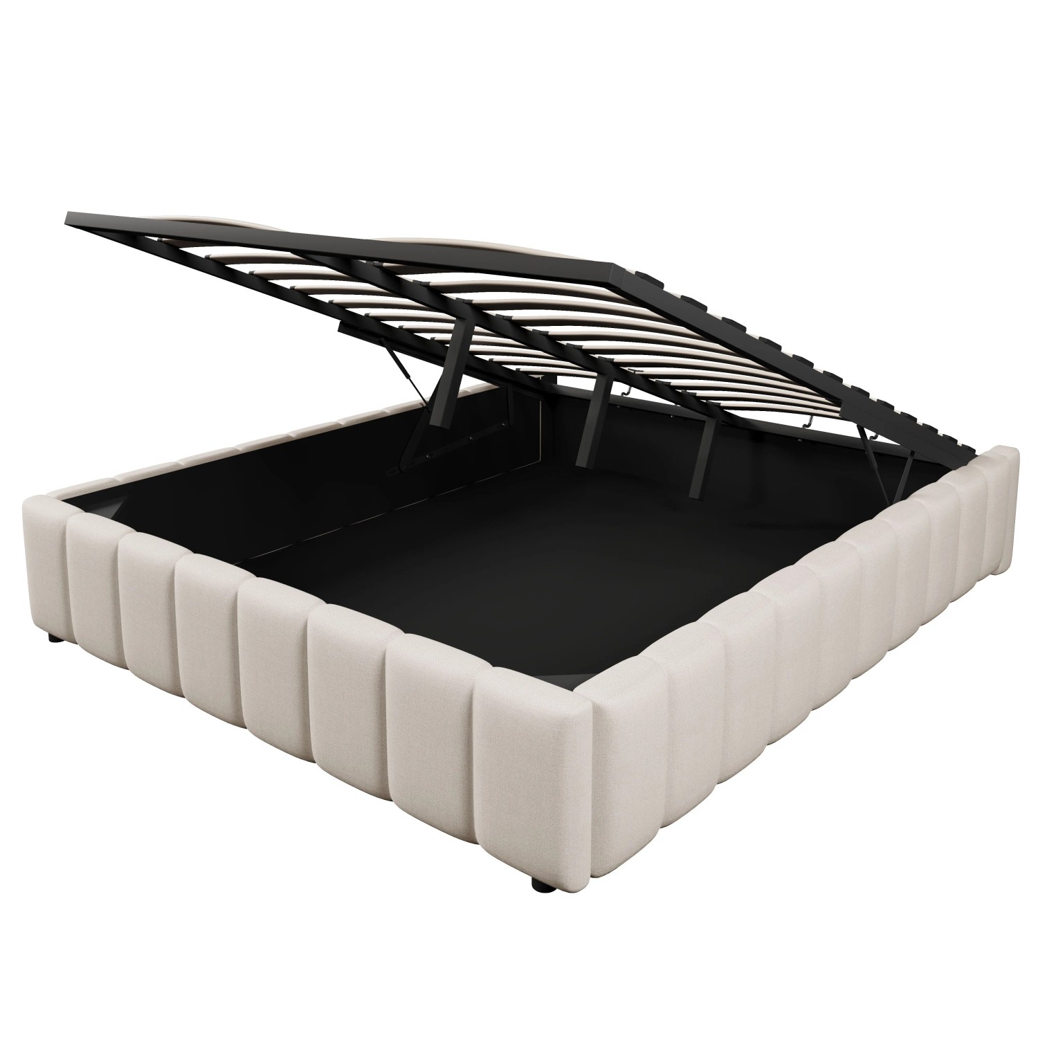 okwish Polsterbett 140x200cm mit Hydraulik Stauraum Schlafzimmer Beige ohne Matratze
