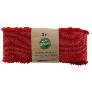 Rotes Strängchen-Band aus Baumwolle, 2 m, für Weihnachtsdeko.