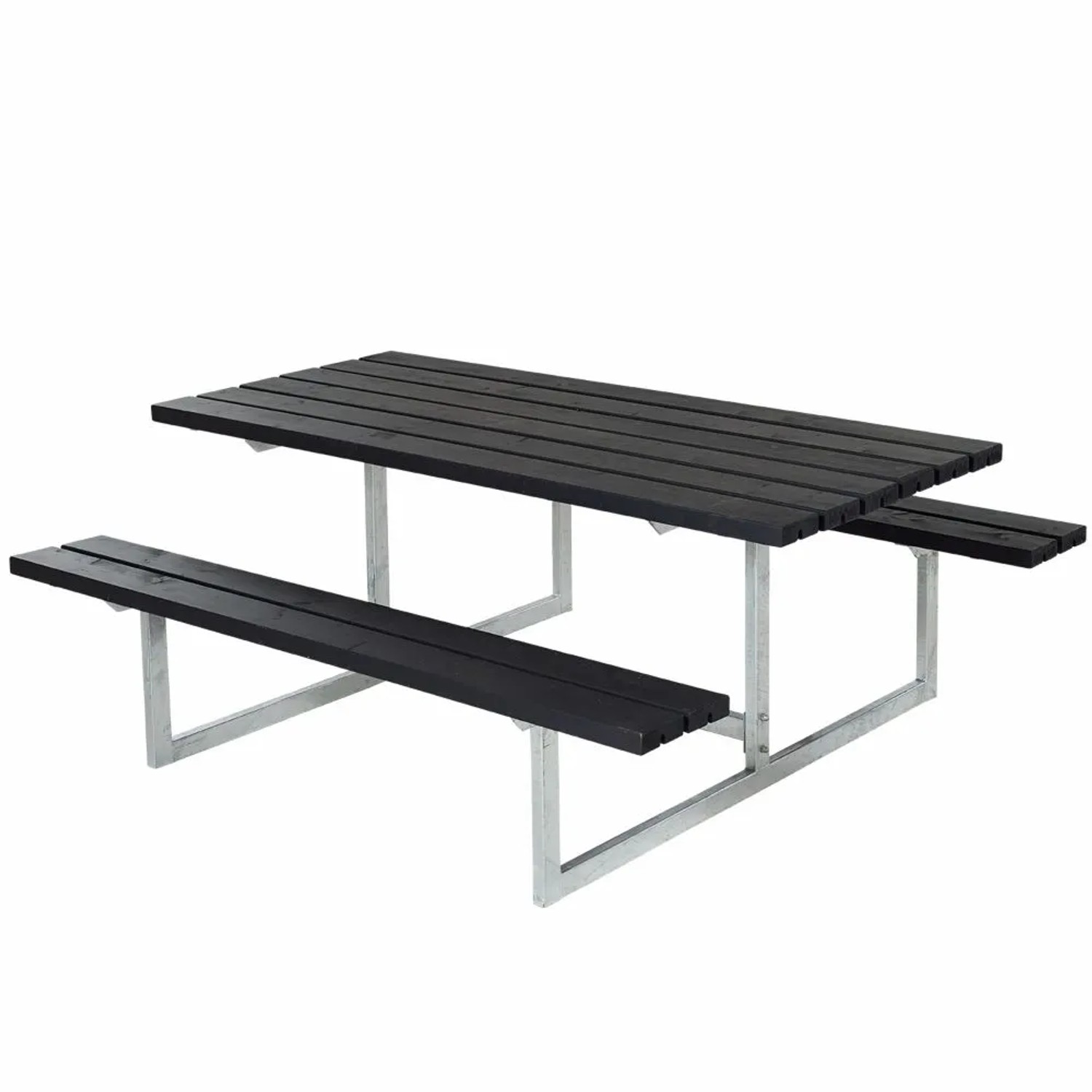 PLUS Gartenmöbel-Set Basic 177×160 cm Schwarz mit Tisch-Bank-Kombination FSC MIX 70 %