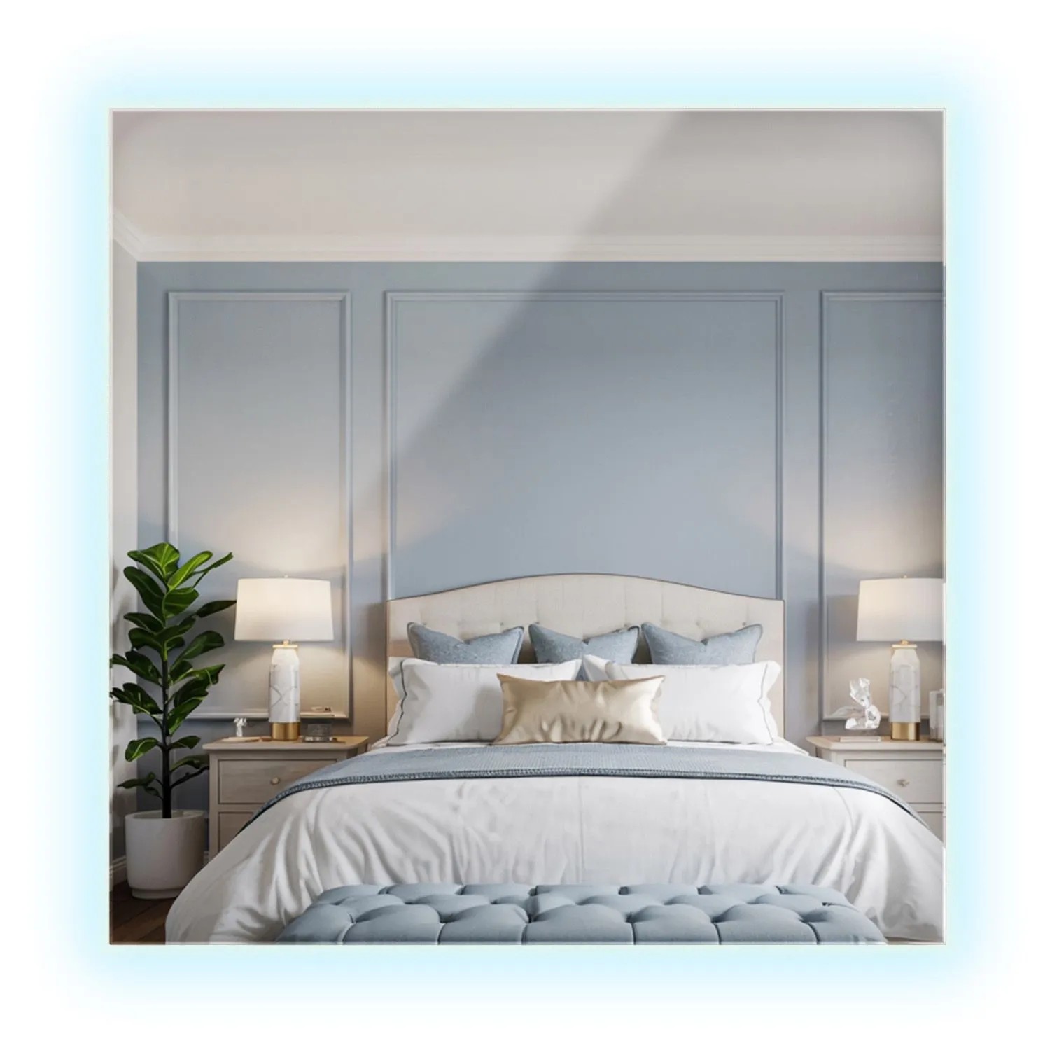 Wallfluent Spiegel Beleuchtet 50x50 cm Quadratische Form Mit Neutralweiß 4000K Für Badezimmer Und Flur