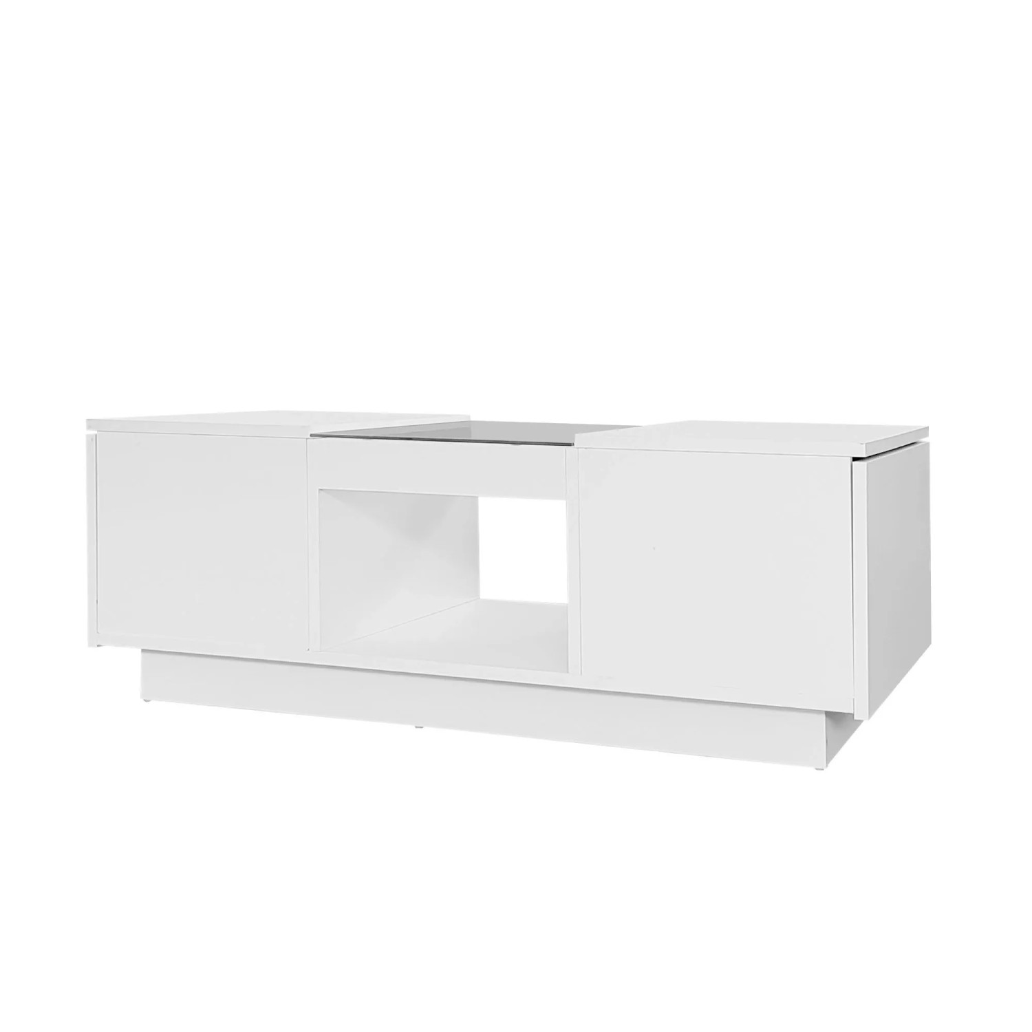 okwish Couchtisch mit LED App-Steuerung 2 Schubladen 100x50x35.5cm Weiß