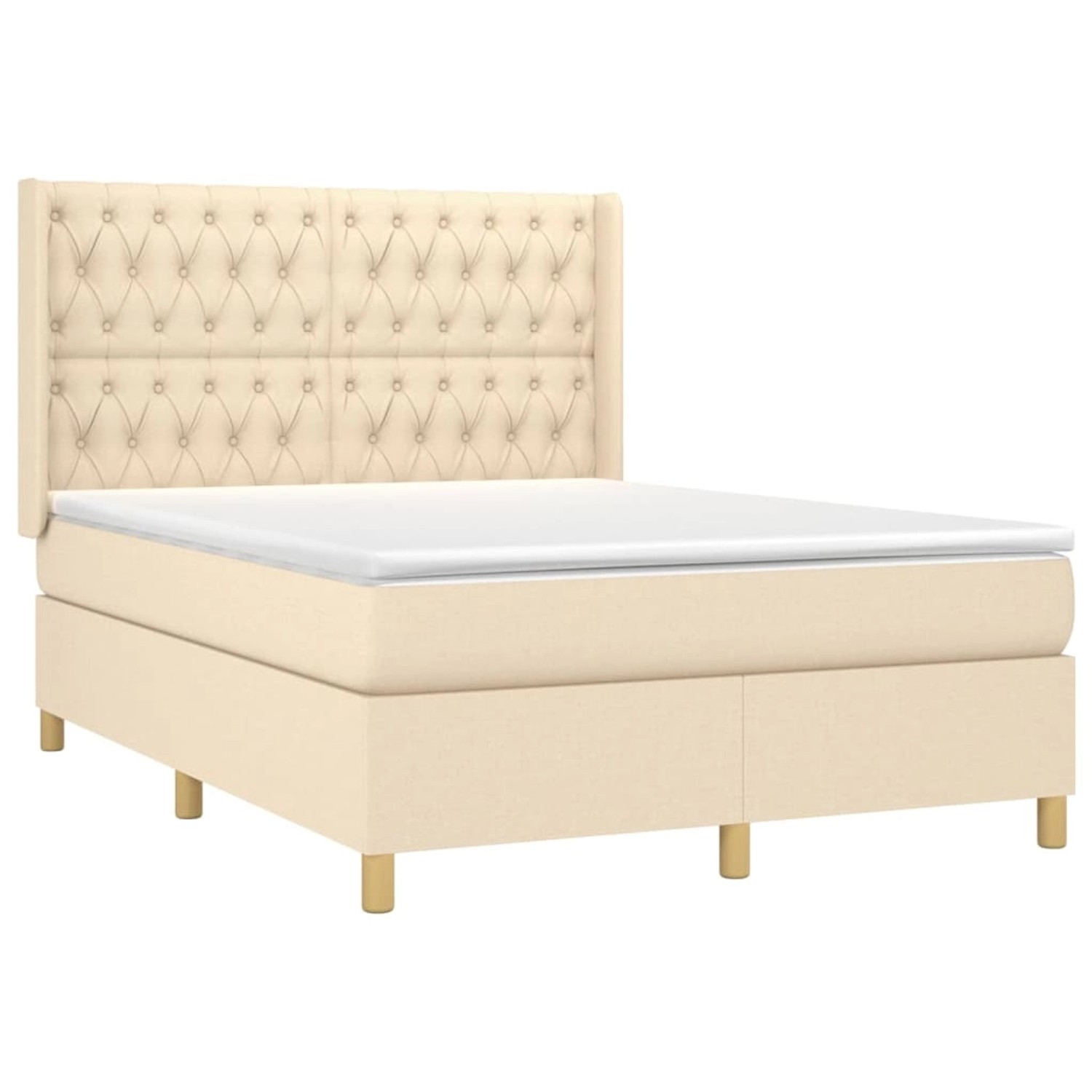 vidaXL Boxspringbett mit Matratze & LED Creme 140x200 cm Stoff 3139122 günstig online kaufen
