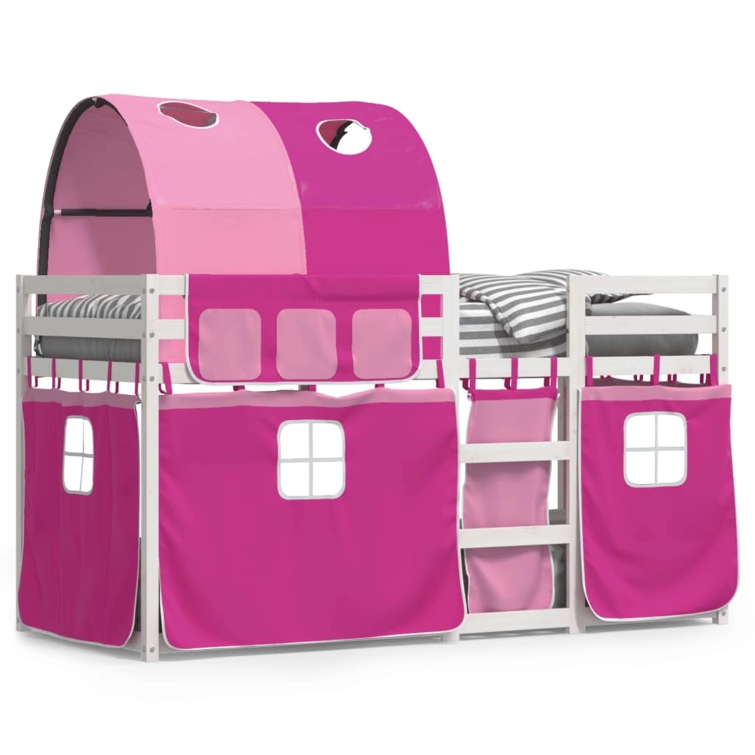 vidaXL Etagenbett mit Vorhängen Rosa 90x200 cm Massivholz Kiefer 3284023 günstig online kaufen