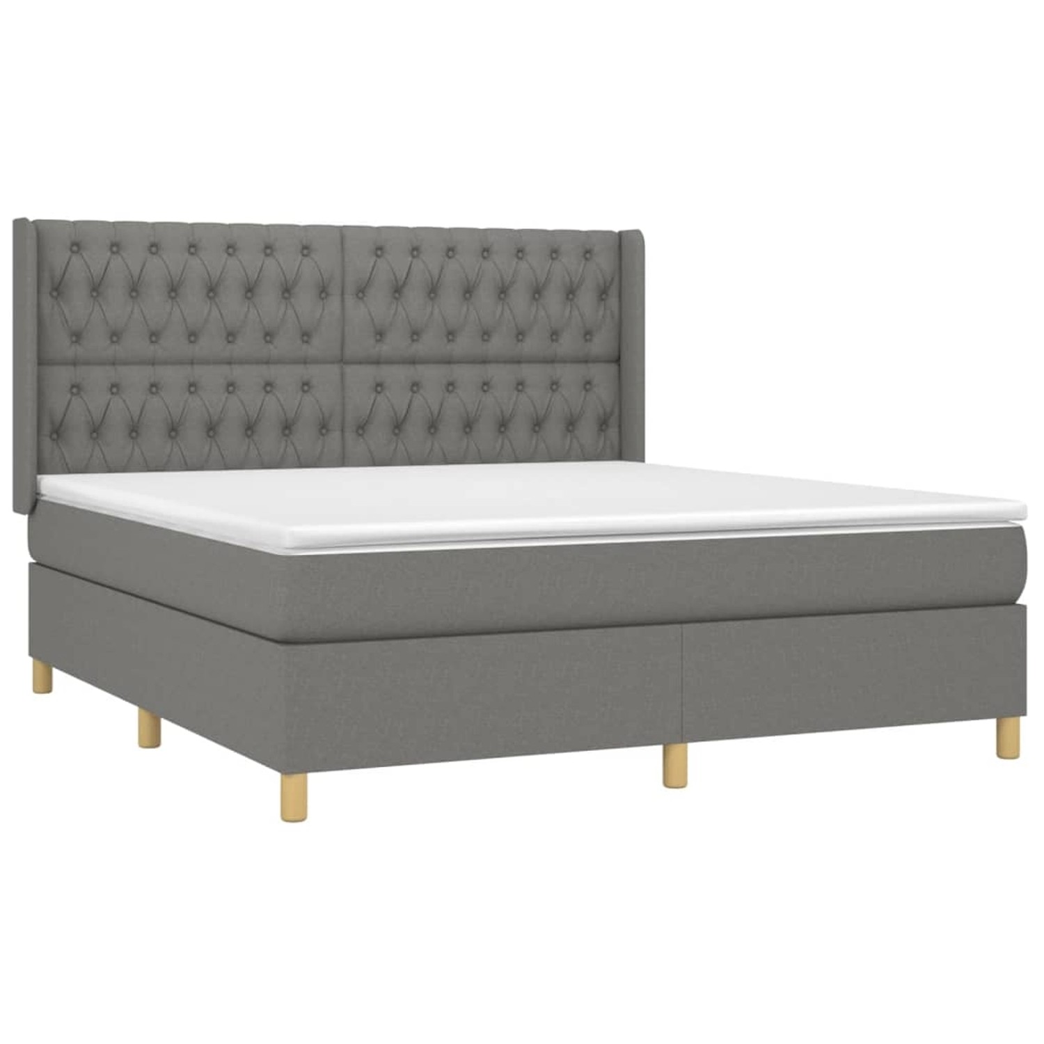 vidaXL Boxspringbett mit Matratze & LED Dunkelgrau 180x200 cm Stoff 3139134 günstig online kaufen