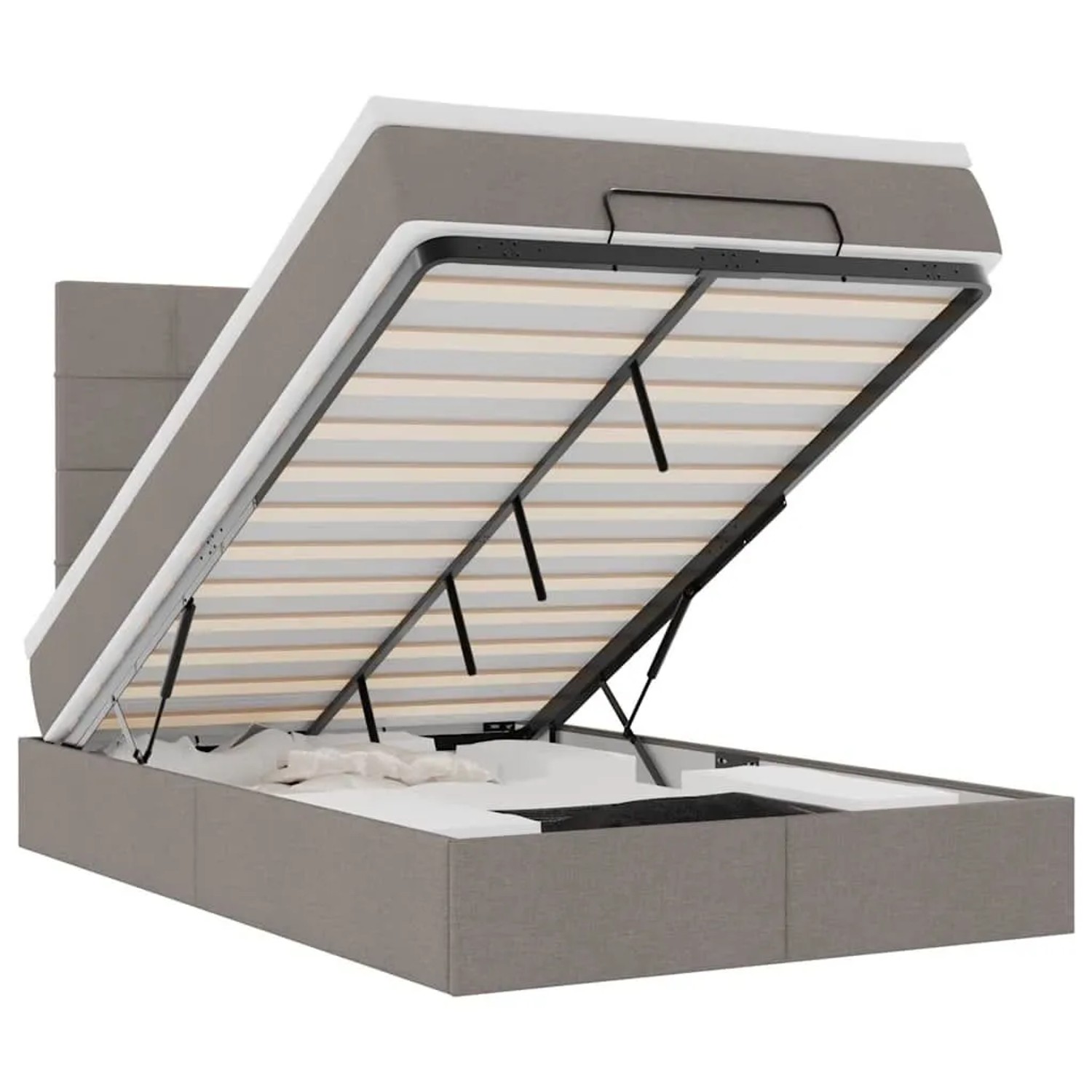 vidaXL Ottoman-Bett mit Matratze & LEDs Taupe 120x200 cm Stoff 3314000