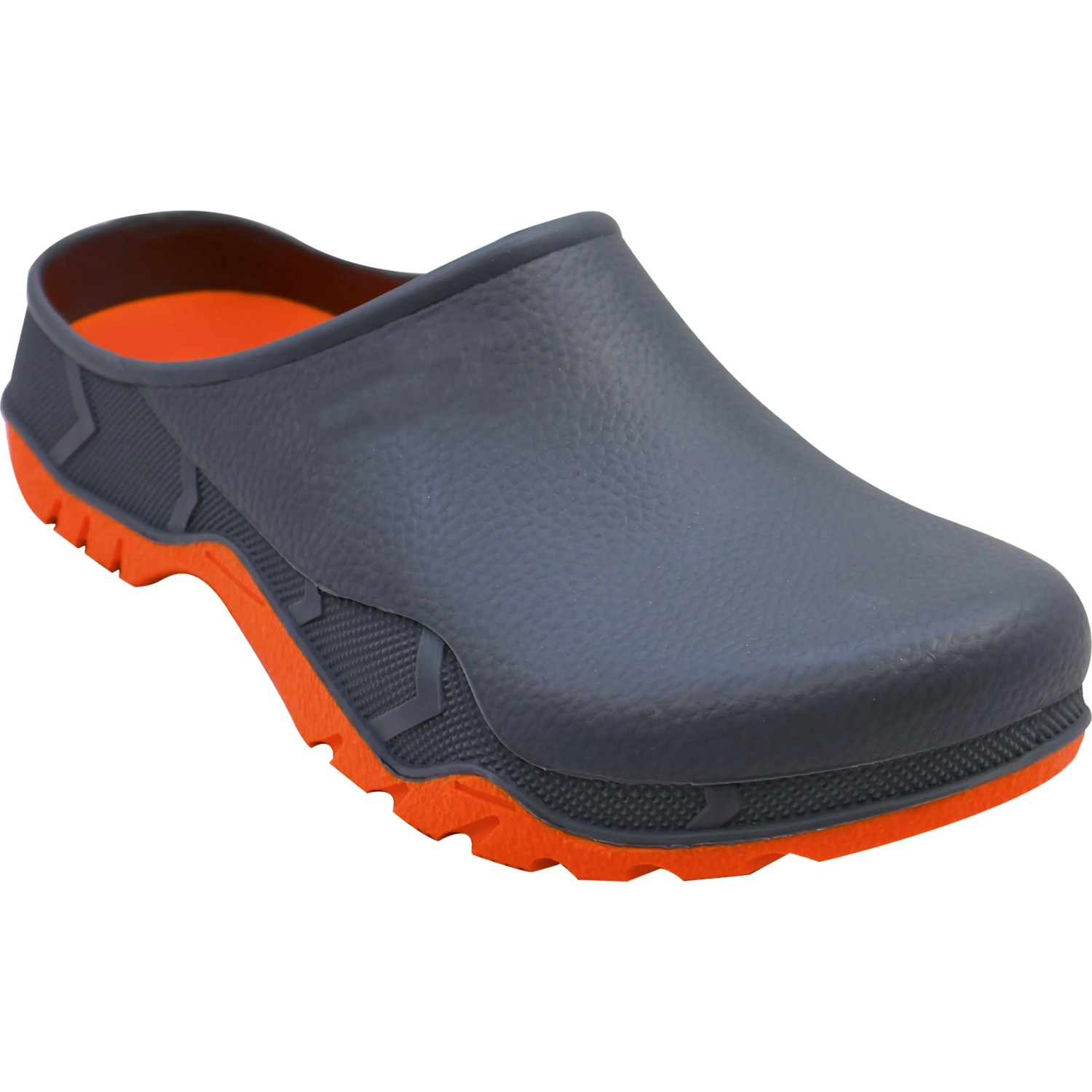 Gartenclog in Schwarz-Orange, Größe 41/42, ideal für Gartenarbeit und Freizeit.