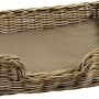 Kobolo Hundekorb aus Stabilem Rattan Geflochten mit Kissen Gr M 81Lx62B cm
