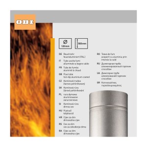 Firefix Rauchrohr, Ø 120 mm, 50 cm, Alu, für Kamine und Öfen.