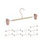Relaxdays Hosenbügel 10er Set Lotusholz Eisen Rosa Natur Drehbar Breitenverstellbar 11,5 cm x 30,5 cm x 3 cm 60 g