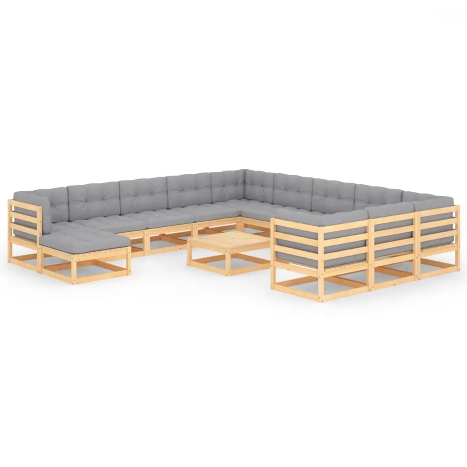 vidaXL 13-Tlg Garten-Lounge-Set mit Kissen Massivholz Kiefer 3077109