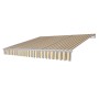 MCW Alu-Markise, 2,5x2m, grau-gelb gestreift. Wandmarkise mit Handkurbel.