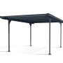 Grauer Canopia Carport Verona 5000 aus Aluminium, 500x297x218 cm, mit Flachdach und vier Säulen.