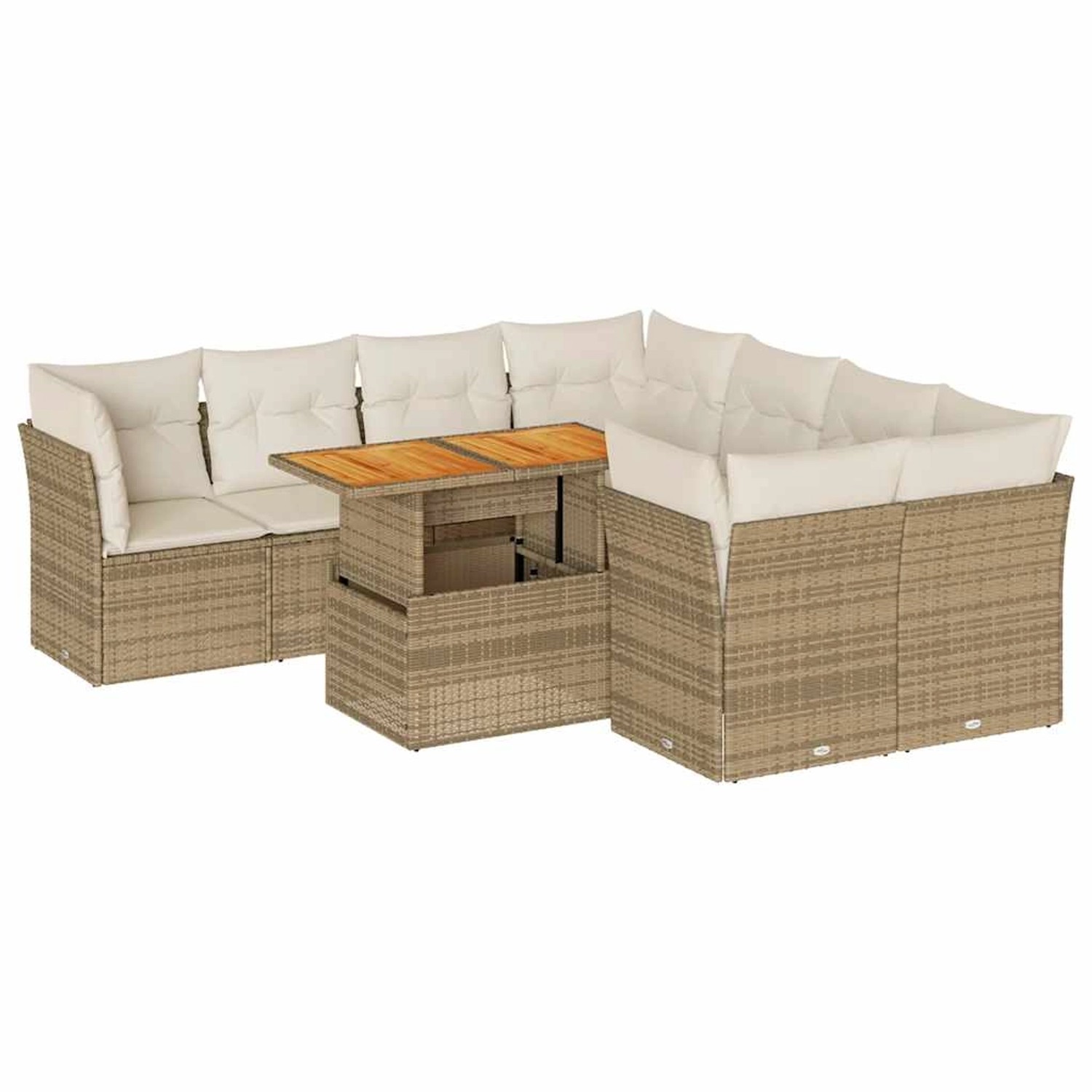 vidaXL 9-Tlg Garten-Sofagarnitur mit Kissen Beige Poly Rattan 3326907 günstig online kaufen