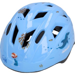 Blauer Fischer Fahrradhelm Kinder Plus Dolphin XS/S mit Delfin-Motiv.