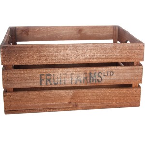 Braune Holzkiste (24 l) mit Griffen, ideal zur Aufbewahrung und Dekoration.