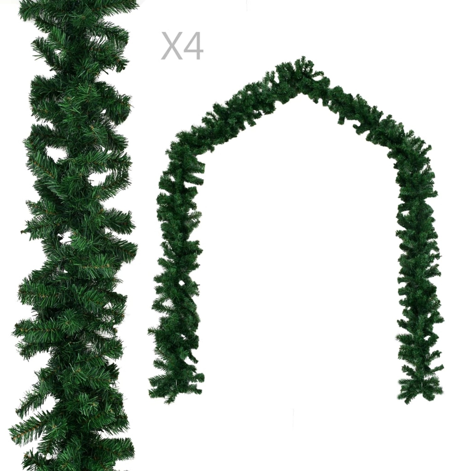 vidaXL Weihnachtsgirlanden 4 Stk Grün 270 cm PVC