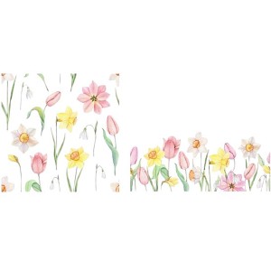 Boltze Servietten Tulip, 20 Stück, weiß-natur mit Tulpen- und Narzissenmuster.
