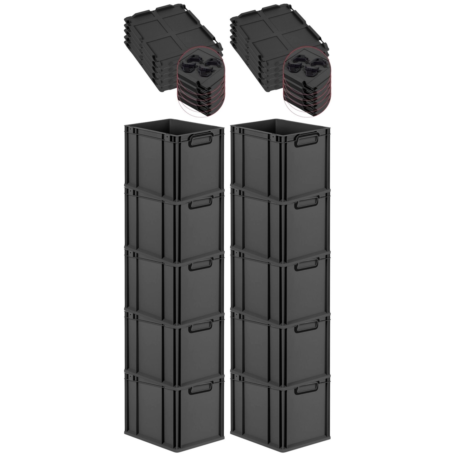 PROREGAL SparSet 10x Eurobox Nextgen Color Mit Auflagedeckel HxBxT 32x30x40 günstig online kaufen