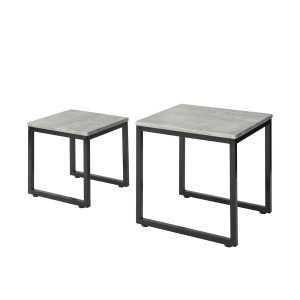 SoBuy 2er Set Couchtische FBT42-HG, grau, mit schwarzem Metallgestell.