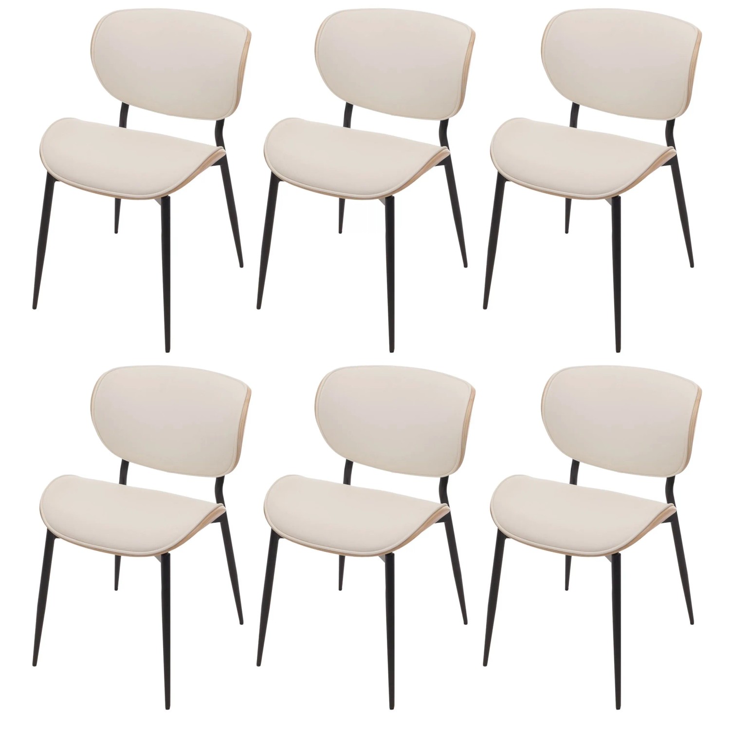 MCW Esszimmerstuhl O45 6er-Set Natur Weiß