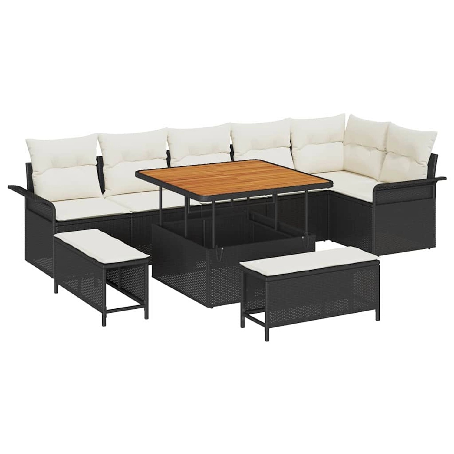 vidaXL Garten-Sofa-Set 9-Tlg Schwarz Poly Rattan 3362145 günstig online kaufen