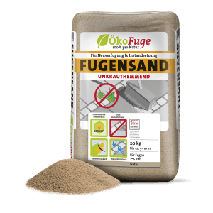 Sack ökofuge Fugensand Natur, 20kg, unkrauthemmend für Pflaster- und Plattenbeläge.