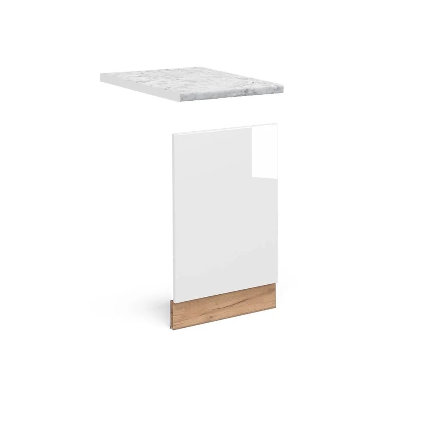 Vicco Frontblende Fame-Line Weiß Hochglanz Goldkraft Eiche 45 cm AP Marmor