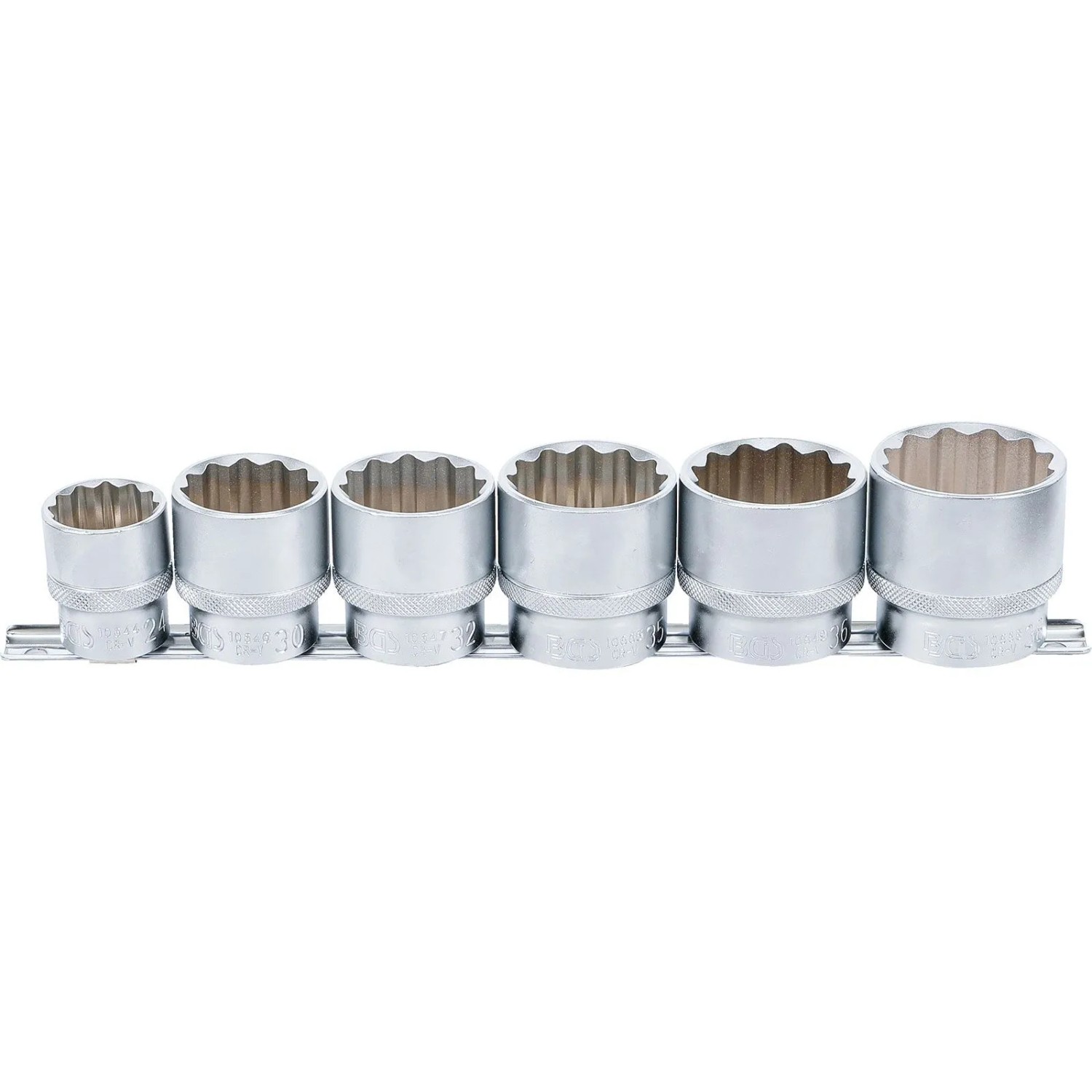 BGS Steckschlüssel Einsatz Satz Zwölfkant Antrieb Innenvierkant 12 5 Mm  1 2 Zoll  SW 24 38 Mm 6Tlg  70102