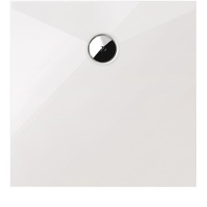 Quadratische, extraflache Schulte Duschwanne 80x80 cm in Alpinweiß mit Chromablauf.