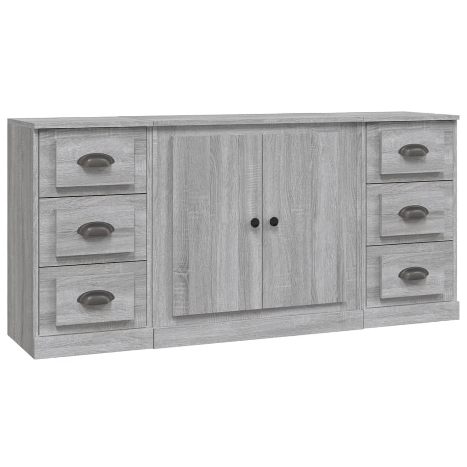 Thumbnail - vidaXL Sideboards 3 Stk Grau Sonoma Holzwerkstoff 3185237