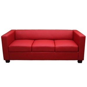 Rotes 3er Sofa Lille im modernen Lounge-Stil mit Kunstlederbezug.